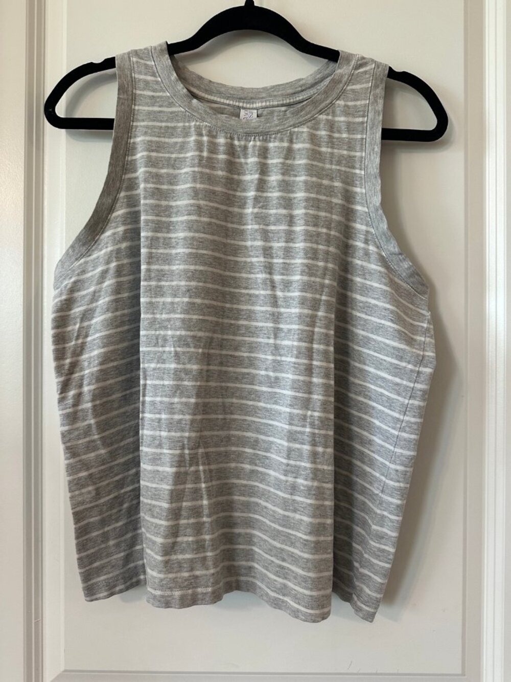 Stars Above Gray White Striped Tank Top Women's Size L